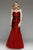 Jadore - J4004 Strapless Contrast Beaded Mermaid Gown In Red and Black
