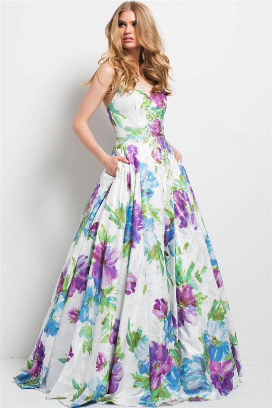 47842 Strapless Sweetheart Floral Ballgown