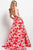 48338 Printed Square Neck Open Back Gown
