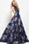 49898 Floral Bateau Evening Gown
