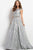 50078 Bateau Embellished Belt Evening Gown