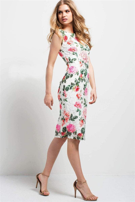 50149 Embroidered Floral Cocktail Dress