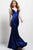 50153 Embellished Strap Plunging Mermaid Gown