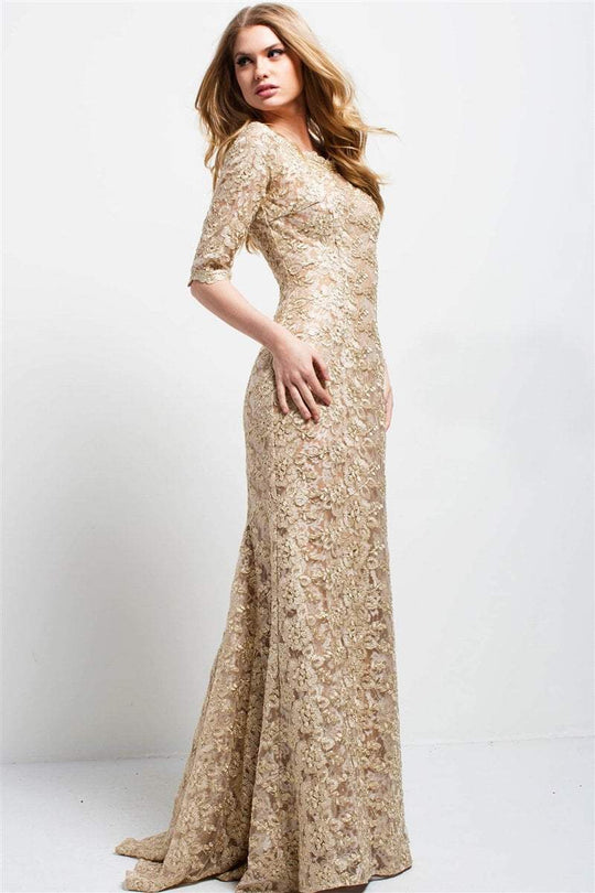 50156 Embroidered Lace Evening Gown