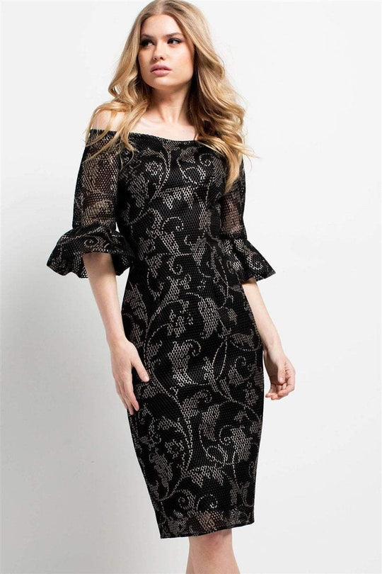 50157 Off Shoulder Floral Cocktail Dress