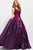 50184 Embroidered Floral V Neck Evening Gown