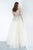 Jovani - 1816 Floral Embroidered Deep V-neck Ballgown In Neutral and Multi-Color