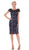 Jadore - J6009 Lace Bateau Sheath Knee Length Dress In Blue