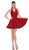 Jadore - J6010 Halter V-neck Neoprene Pleated A-line Dress In Red