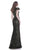 Jadore - J7109 Cap Sleeve Lace V-Neck Long Gown In Black and Nude