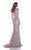 Jadore - J7109 Cap Sleeve Lace V-Neck Long Gown In Pink