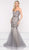 Colors Dress - 2022 Strapless Beaded Fitted Trumpet Gown in Gray and Neutral