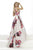 Janique JA2001 - Wide V Neck Hi-Lo Floral Ballgown In White and Floral