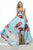 Janique JA2001 - Wide V Neck Hi-Lo Floral Ballgown In Blue and Floral