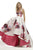 Janique JA2001 - Wide V Neck Hi-Lo Floral Ballgown In White and Floral