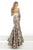 Janique JA2004 - Lace Halter Trumpet Two-Piece Evening Gown with Floral Prints In White and Print