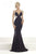 Janique JA2008 - Sleeveless Crystal Embellished Tapered Strap Mermaid Gown In Black and Silver