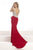 Janique JA2008 - Sleeveless Crystal Embellished Tapered Strap Mermaid Gown In Red and Silver