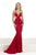 Janique JA2008 - Sleeveless Crystal Embellished Tapered Strap Mermaid Gown In Red and Silver