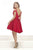 Janique - Bow Cap-Sleeved V-Neck Cocktail Dress JA2105A In Red