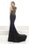 Janique JA3002 - Halter Neckline Front Key Hole Long Gown In Black