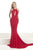 Janique JA3002 - Halter Neckline Front Key Hole Long Gown In Red
