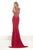 Janique JA3002 - Halter Neckline Front Key Hole Long Gown In Red