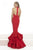 Janique JA3003 - Sleeveless Halter Neck Ruffled Mermaid Long Gown In Red