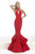 Janique JA3003 - Sleeveless Halter Neck Ruffled Mermaid Long Gown In Red