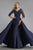 Janique JA3009 - Embroidered V-Neck ¾ Sleeved Long Mermaid Gown in Blue