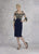 Janique - JA3010 Quarter Length Flounced Sleeve Adorned Sheath Dress In Neutral and Blue