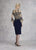 Janique - JA3010 Quarter Length Flounced Sleeve Adorned Sheath Dress In Neutral and Blue
