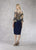 Janique - JA3010 Quarter Length Flounced Sleeve Adorned Sheath Dress In Neutral and Blue