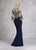 Janique - JA3011 Bedazzled Illusion Jewel Trumpet Dress in Blue