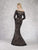 Janique - JA3017 Long Sleeve Geo-Sequined Mermaid Gown In Black and Neutral
