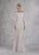 Janique - JA3017 Long Sleeve Geo-Sequined Mermaid Gown In White and Neutral