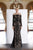 Janique - JA4017 Off-Shoulder Long Sleeves Lace Dress In Black and Neutral
