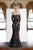 Janique - JA4017 Off-Shoulder Long Sleeves Lace Dress In Black and Neutral