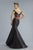 Janique JA7004 - Embroidered Off-Shoulder Crop Top Trumpet Evening Gown with Court Train in Black