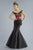 Janique JA7004 - Embroidered Off-Shoulder Crop Top Trumpet Evening Gown with Court Train in Black