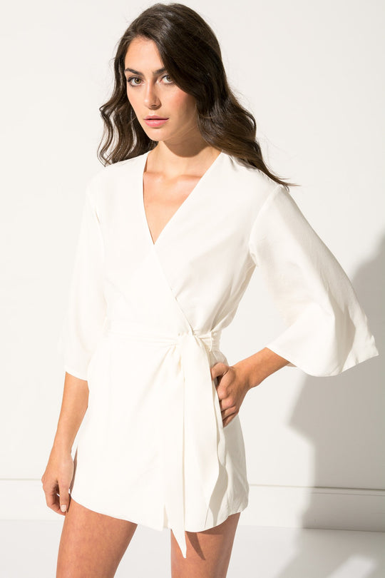 JAMARI Cream Kimono Silk Jumpsuit | JAMARI Combinaison ivoire en soie