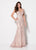 Ellie Wilde - EW21969 Bead Embellished Plunging V-Neck Dress In Pink and Gold