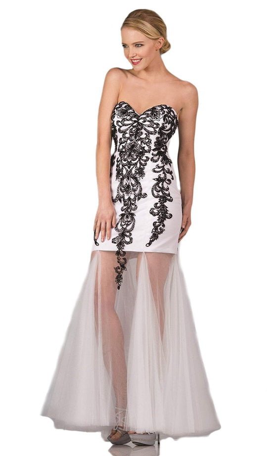 Embellished Sweetheart Sheer Trumpet Dress