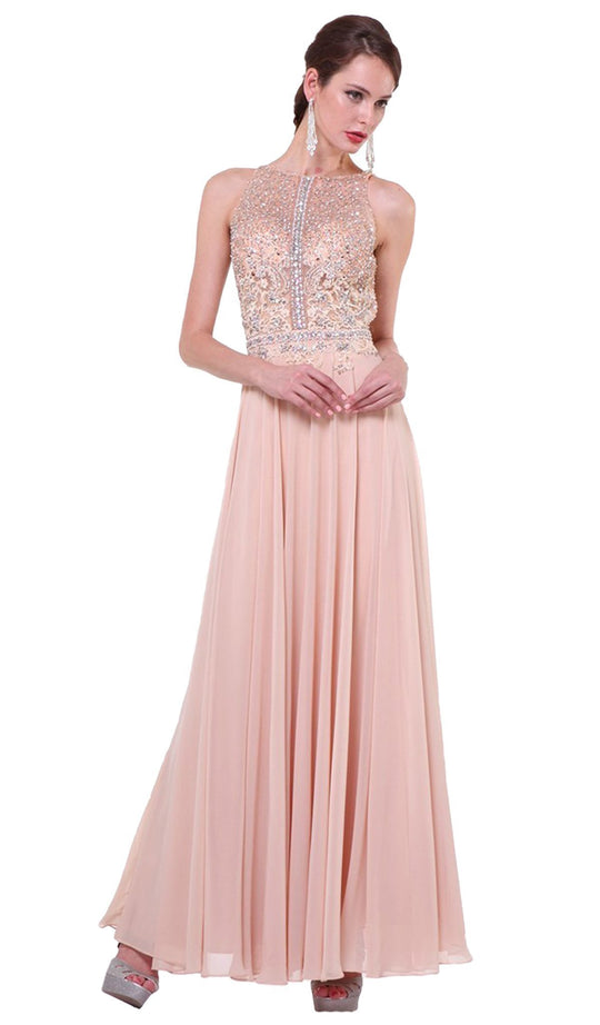 Bedazzled Halter Neck A-line Dress