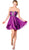 Cinderella Divine - Strapless Sweetheart Tiered Hem A-Line Cocktail Dress in Purple