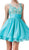 Cinderella Divine - Appliqued Illusion Scoop Neck Cocktail Dress