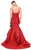 MNM Couture - JD006 Bedazzled Ruched Mermaid Dress in Red