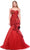 MNM Couture - JD006 Bedazzled Ruched Mermaid Dress in Red
