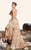 MNM Couture - JD011 Strapless Pleated Embellished Layered Long Gown in Neutral
