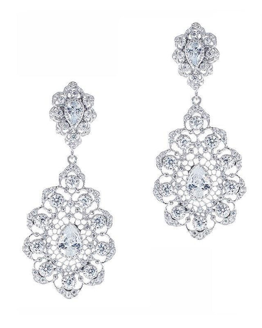 Jarin K Jewelry - Pear Open Filigree Drop Earrings in Silver